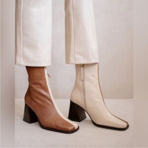 ALOHAS Bicolor Leather Ankle Boots